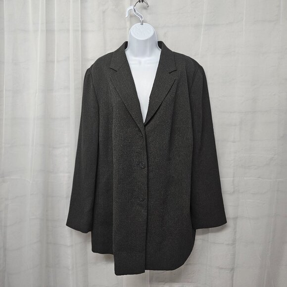 Vintage August Max Woman Gray Blazer Single Breasted Minimalist Office 18W - Picture 1 of 10